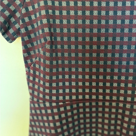 Ann Taylor Burgundy and Navy Checkered peplum Top - Picture 4 of 6